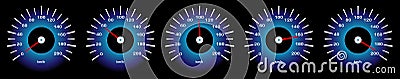 Vector image of car speedometer with different speed indicators Vector Illustration